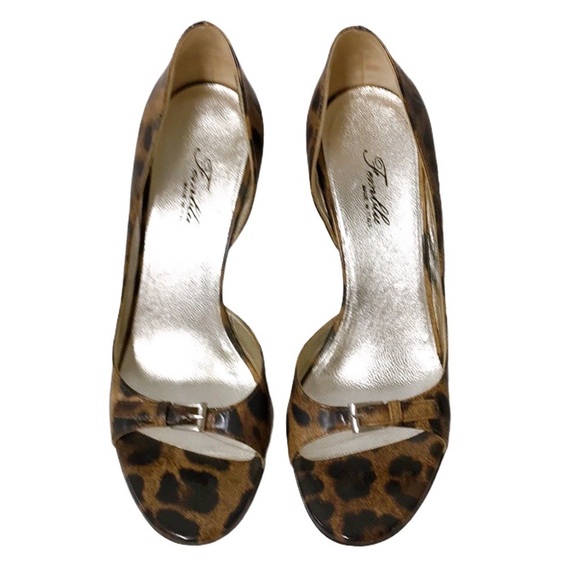 FEMBLU Leopard Leather Open Toe Heels - Picture 1 of 11